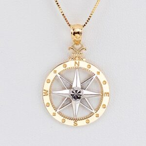 Medium Two-Toned Gold/Silver Compass Pendant