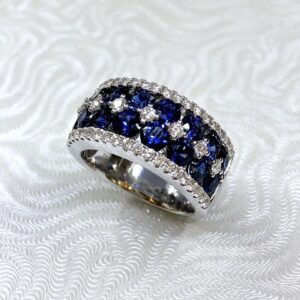 beautiful sapphire and diamond white gold band