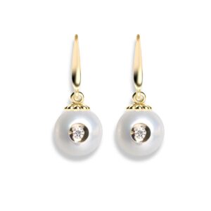 pearl and diamond dangle earrings