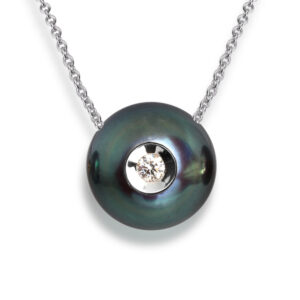 White Gold Pearl and Diamond Pendant