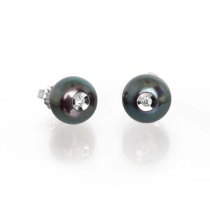 pearl and diamond white gold earrings