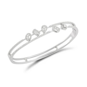 5 diamond and little diamonds white gold bangle