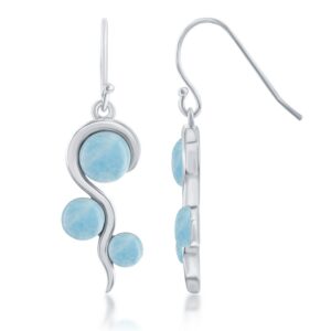 Silver Three Round Larimar Earrings