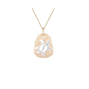 White and Yellow Gold Sea Turtle Pendent