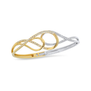 yellow and white gold intertwined bangle