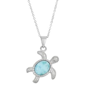 silver larimar turtle necklace