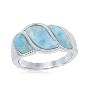 Silver Wave Design Larimar ring