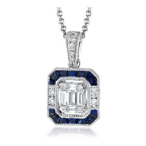 Blue Sapphire And Diamond Pendent