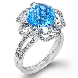 Blue Topaz Floral Ring