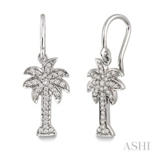 white gold palm tree earrings