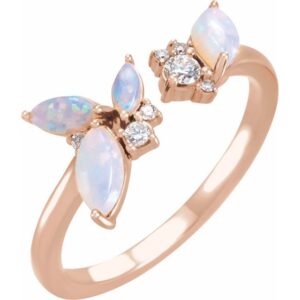 Rose Gold opal and diamond ring