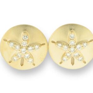 Gold and Diamond sand dollar earrings