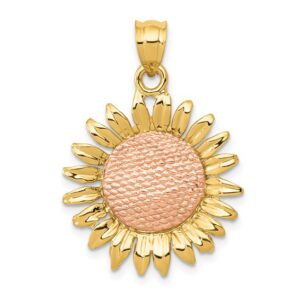 rose and yellow gold sunflower pendant