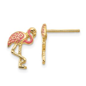 pink enamel flamingo post earrings