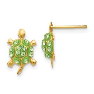 Green crystal turtle earrings