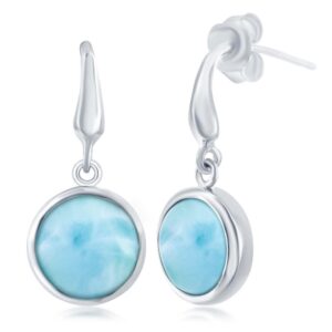 Bezel Set Larimar Earrings